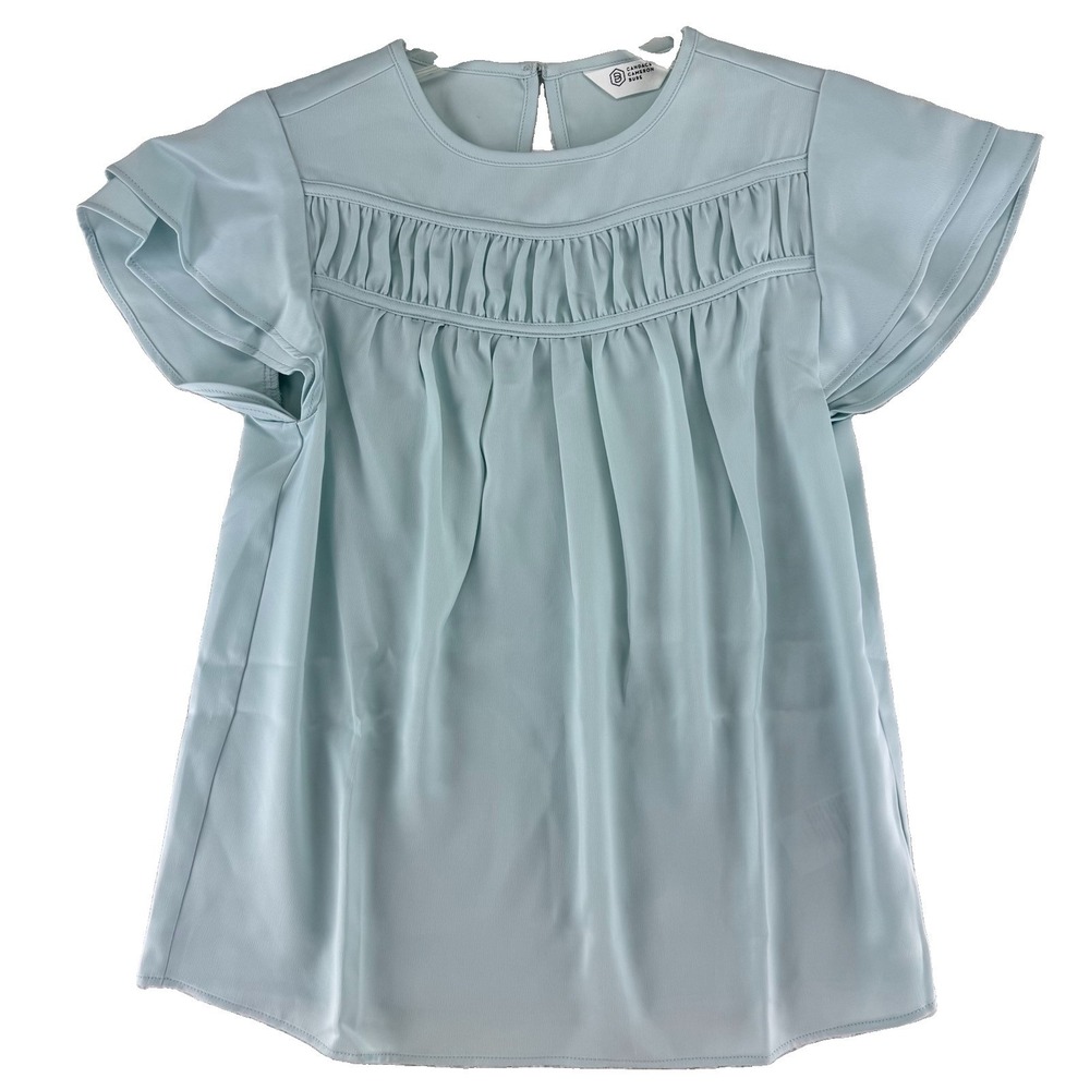 Candace Cameron Bure Top w/ Ruffle Front Yoke Size XXS Glacial Blue